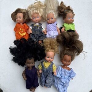 7 Vintage Barbie Heart Family  Baby Girl Dolls 1976 Mattel